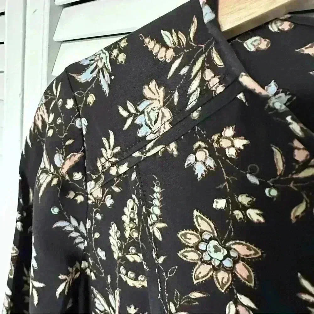 Veronica Beard Stella Silk Tie Waist Dress | Black Floral | SZ 6 - Picture 8 of 12